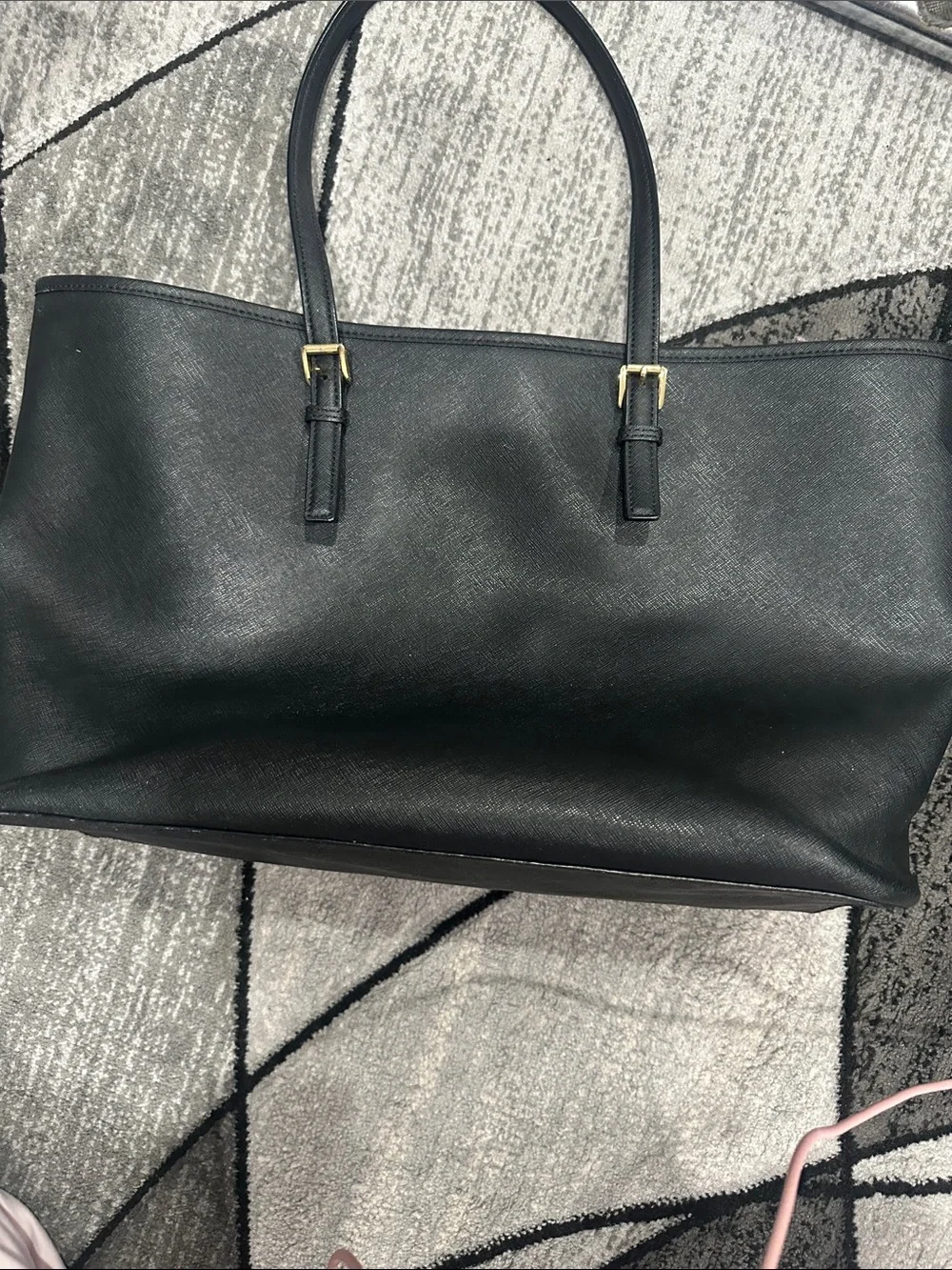 Michael Kors Black Saffiano Leather Tote with Gold Accent